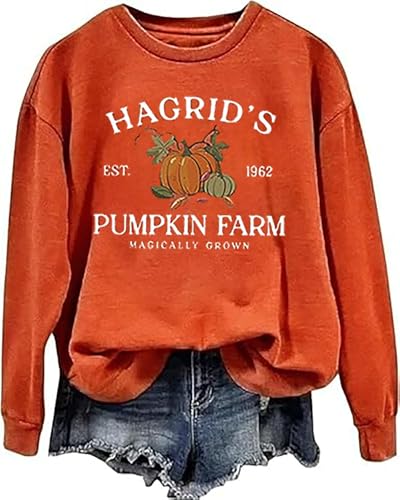 LYEIAO Its Just A Bunch of Hocus Pocus Halloween Sweatshirt Women Funny Sanderson Sisters Graphic Long Sleeve Tee Tops(Orange-4 XXL)