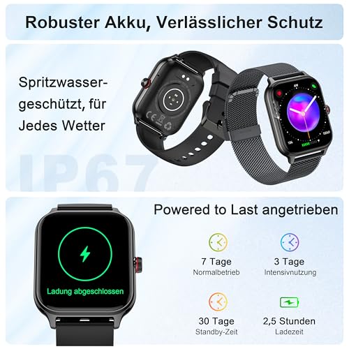 Blutdruck Smartwatch Damen Telefonfunktion für Apple Samsung Huawei Xiaomi – Ansicht 6