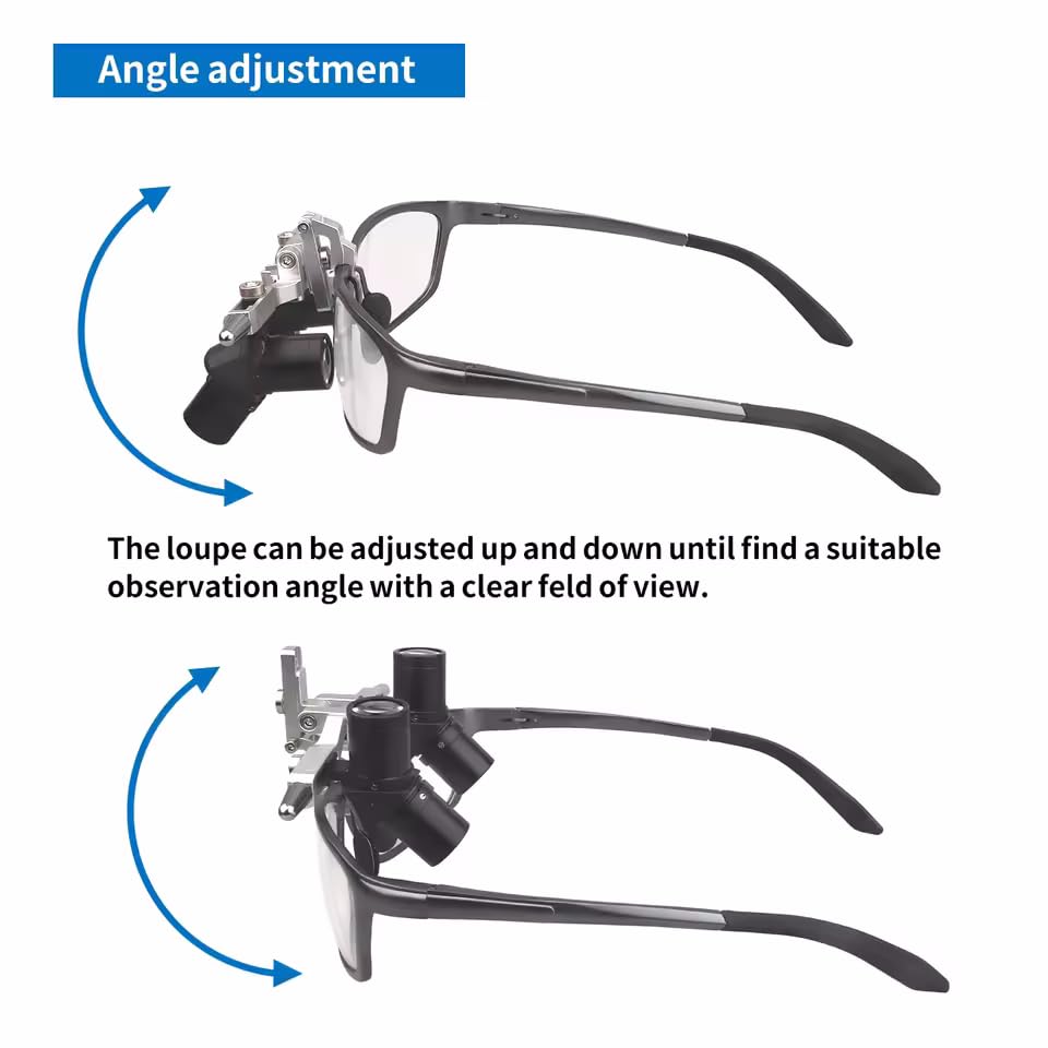 4-fache 48 ° Ergo-Lupe, ultraleicht, optische Lupe, aufklappbar, verstellbarer Arbeitsabstand 350–450 mm, für zahnärztliche, medizinische und ergonomische Fernglaslupen