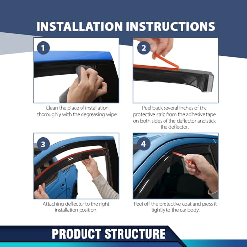 Image of PIT66 in-Channel Ventvisor Window Deflectors and Sun Visors 4 Pcs | Compatible with Ford Explorer 2020 2021 2022 2023 2024 2025 Interior Sun Visor Smoke