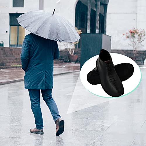 Silikon Überschuhe,Wasserdicht Wiederverwendbar Rutschfeste Schuhüberzieher Überziehschuhe Schuhschoner Regen Schuhschutz für Regen,Schneetag,Wüstenstrand,Kinder Damen Herren (Schwarz, L:38-42)