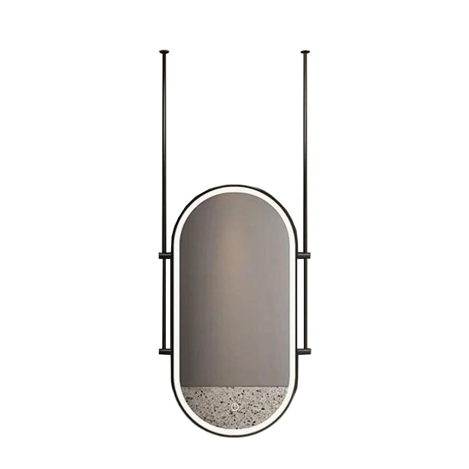 MESOVFCA Illuminated LED Wall-Mounted Oval Mirror with Adjustable Lighting in 3 Colors, Suitable for Home Or Hotel Use(Black,60x100cm)