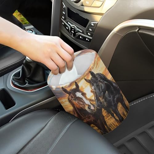Image of Horse Mini Car Trash Bin with Adjustable Buttons Car Garbage Can Multipurpose Cars Storage Bag Collapsible Reusable
