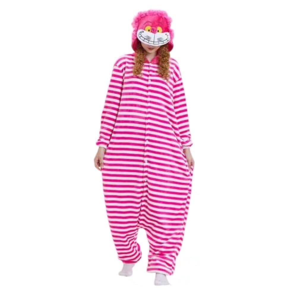 FunnyCos Kids Flannel Hooded Animal Jumpsuit Warm Loungewear Onesie for Boys Girls Cheshire Cat 120