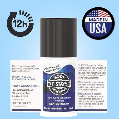 absolute support it stays butt glue for dancers roll on - body adhesive glue applicator for wigs socks stockings leotards bras costumes and clothing - made in usa - 2 fl oz clear