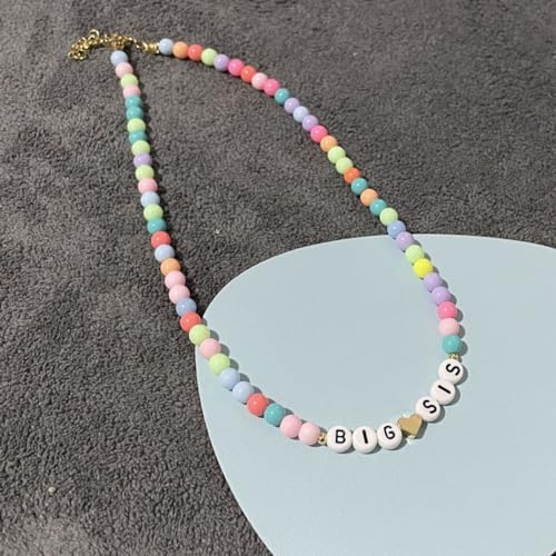 Image of Fuqimanman2020 Big Sister Bracelet Colorful Little Sister Bracelet Letter Beads Bracelet for Sister Jewelry Gift
