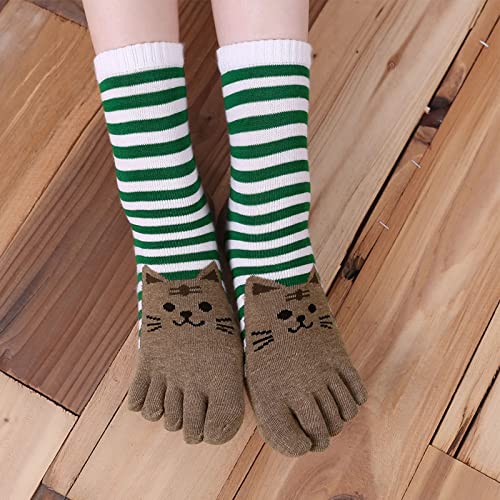 Image of CaiDieNu Women's Animal Toe Socks - Cotton Five Finger Colorful Funny Casual Crew Socks for Ladies