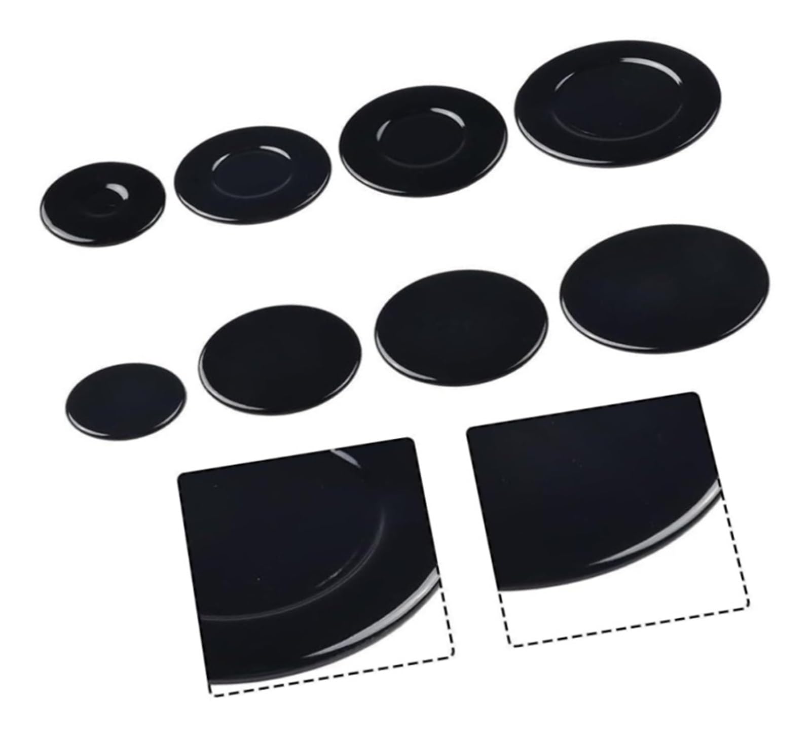 Set universale di tappi for bruciatore a gas for piano cottura, 4 pezzi con diametro 55 mm, 75 mm, 100 mm for accessori SABAF(Flat)