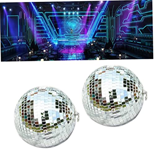 Adornos para Árbol de Navidad, 2 Unidades de Bolas Espejadas Disco Ball, Decoración Navideña y para Bodas, Bola Colgante Plateada para Fiestas, Diámetro 10 cm miniatura 2