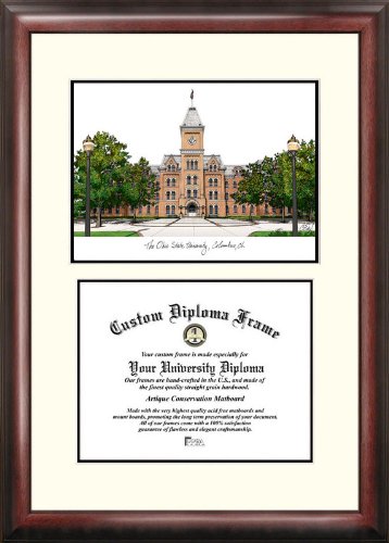 Ohio State University Scholar Framed Lithograph with Diploma