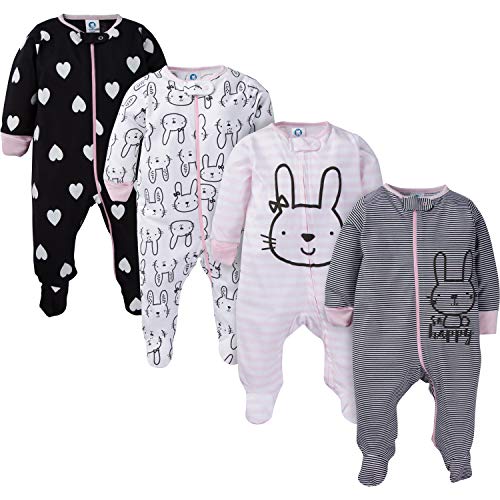 Image of Gerber baby-girls 4 Pack Sleep 'N Play Footie
