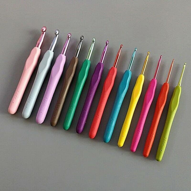 12pcs 2.0mm-8mm Colored Crochet Hook Set Handmade DIY Knitting Needle Kit Professional Sewing Tools Supplies