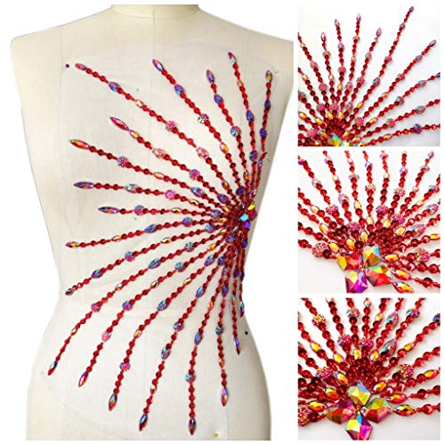 Paillettes jaunes AB strass fins et appliques designs patches couture robe 25x47 cm