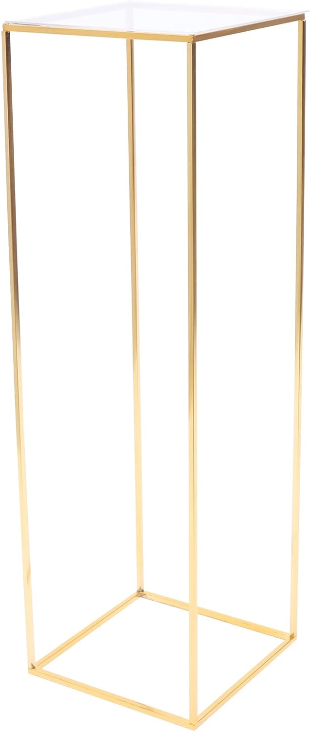 1pc Gold Flower Floor Stand Metal Column Flower Stand Flower Arrangement for Wedding Party Dinner Centerpiece, Home Decor, for Balcony, Bedroom, Living Room,Corridor, Office, Corridor Disk Rack, 12.2x12.2x39.37 inch
