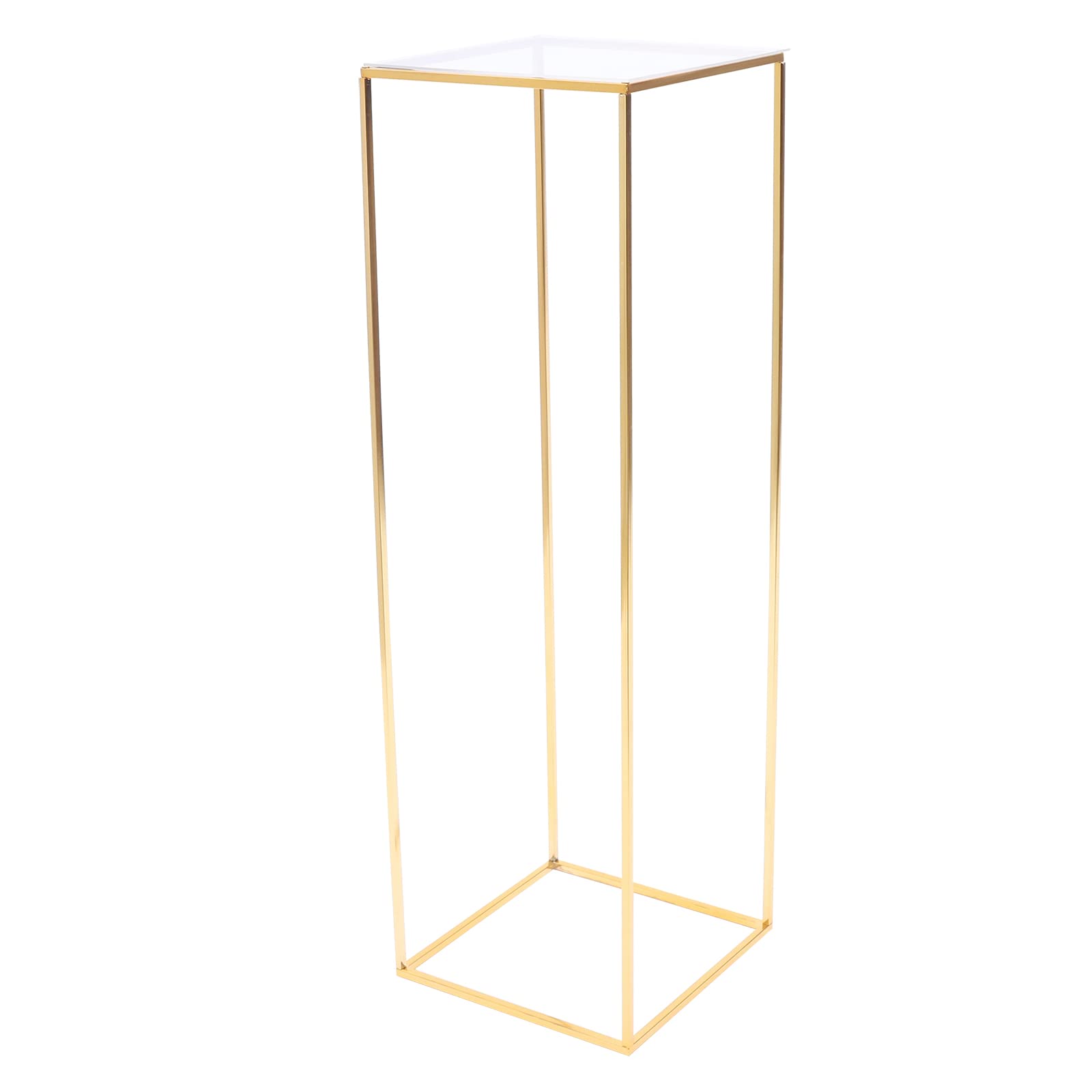 Soporte para flores, 31 x 31 x 100 cm, color dorado, columna de metal, soporte para flores, arreglos florales para bodas, cenas, pieza central