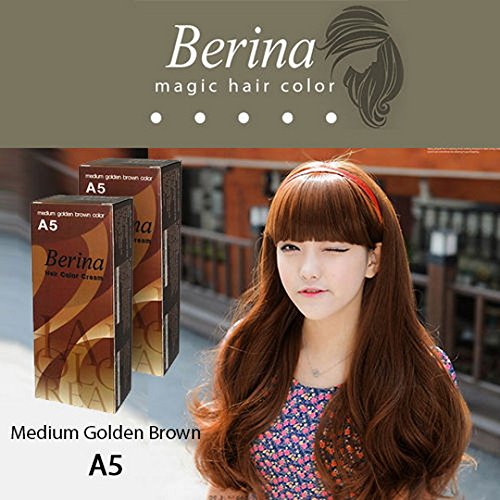 A5 Hair Color Cream Dye Medium Golden Brown Pack of 1 Super Permanent Fashion Unisex Containing an Innovative Component that Protects and Provides Glamor Color to Hair as Desired.