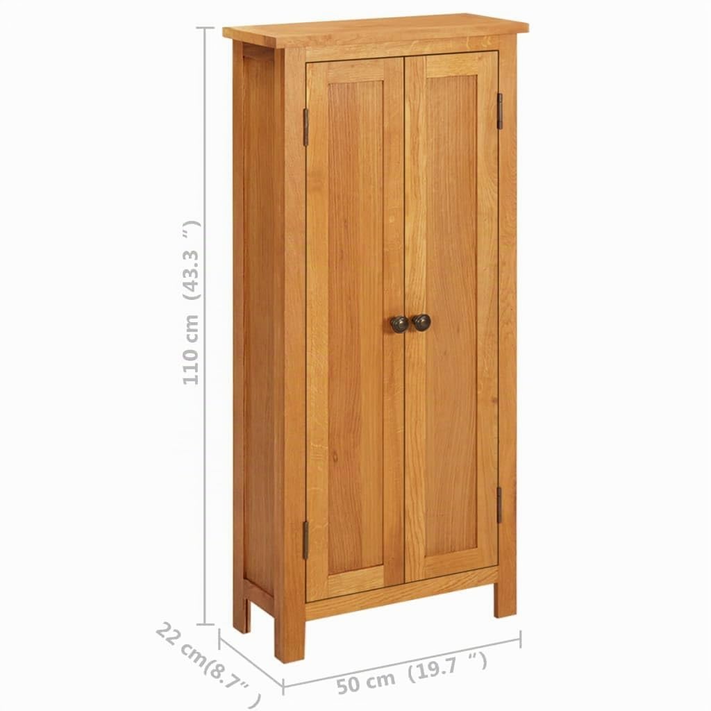 vidaXL Eichenholz Massiv Schrank mit 5 Regalböden Holzschrank Lagerschrank Sideboard Standschrank Beistellschrank Bücherschrank 50x22x110cm