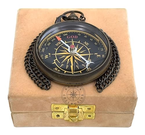 Brújula de bolsillo grabada con caja de latón miniatura 7