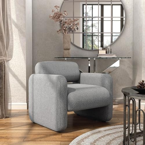 Sillón moderno plegable de peluche gris miniatura 4
