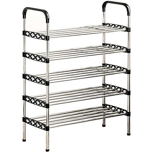 HUALEMEI 5-Nivel Apilable Zapatero,Portátil Estante De Zapatos Non Slip Robusto Estante para Zapatos Compacto Organizador De Zapatos para La Entrada-5l 80x26x99cm(31x10x39inch) Cover