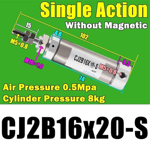 Cilindro neumático de acción simple CJ2B16 con entrada de aire axial 3