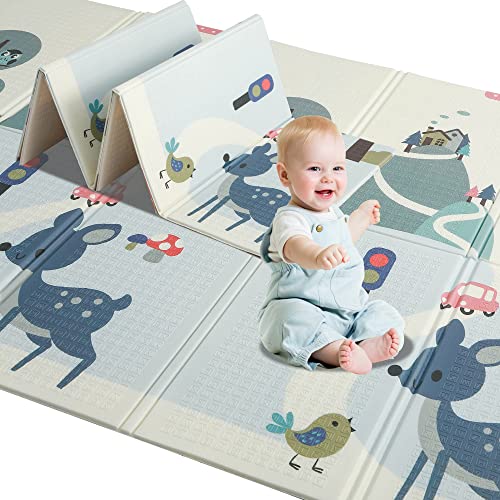 MUSOLEI Tapis de Jeu Bébé Pliable Réversible -Tapis d'éveil Double Face pour Enfant Ramper 150 x 200 x 1cm Motif Recto Verso Imperméable Non-Toxique Cover
