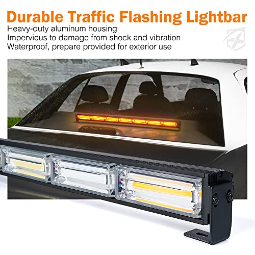 Emergency Lights For Vehicles 31" Amber/White LED Strobe Light Bar - Dash/Windshield Mount, 12V, Traffic Advisor For Vehicles Flashing Lights For Vehicles