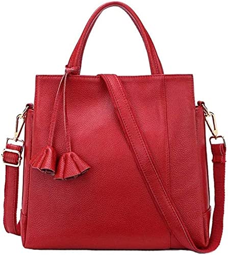 Red Leather Handbag ，Women Briefcase Laptop Tote Bag Vintage Leather Handbags Shoulder Work Purses (Color : A)
