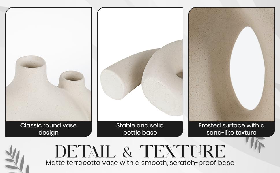 Ceramic Hug Vase (Creamy White) Modern Donut Style Hugging Vases for Flowers Minimalist Decor – Hollow Ceramic Waterproof Home Decor Vases for Living Room, Bed Room, Book Shelf, Entryway, Table - Image 7