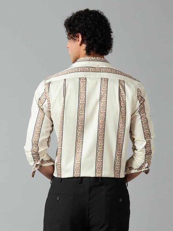 Image of Men's Printed Regular Fit Full Sleeves Cotton Formal Shirt