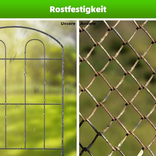 LIANTRAL 28 Stück Dekorativer Gartenzaun, Tier Barriere Zaun, rostfreier Metalldraht, Kein Graben-Zaun Patio-Grenze Tierzaun für Hunde Kaninchen im Freien Patio, 61 cm (H) x 9,24 m Gesamtlänge