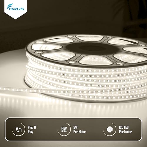 Image of Forus LED Rope Light 45 Meter 6 Month Warranty, Outdoor Waterproof Decorative Cove Lights for Ceiling, Balcony, Home Decor, Interior Decoration, Flexible Profile Light for Diwali, Christmas-Natural