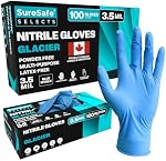SURESAFE Gants de nitrile bleu, 3.5 Gants jetables Mil Latex, Nettoyage, Cuisine, Travail, Mécanique