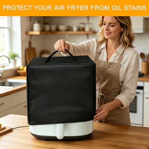 Image of Air Fryer Cover for Cosori 5 QT Air Fryer, Heavy Duty 600D Nylon Dust Proof 9.84 inchx13.78 inchx11.61 inch, Heat Resistant Oil Proof Protective Kitchen Appliance Cover with Top Handle