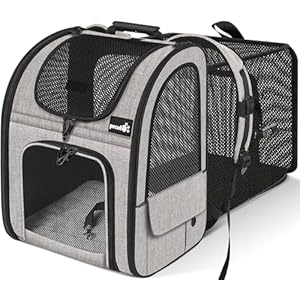 Pecute Pet Carrier Backpack, Dog Carrier Backpack, Expandable with Breathable Mesh for Small Dogs Cats Puppies, Pet Backpack Bag for Hiking Travel Camping Outdoor Hold Pets Up to 17 Lbs