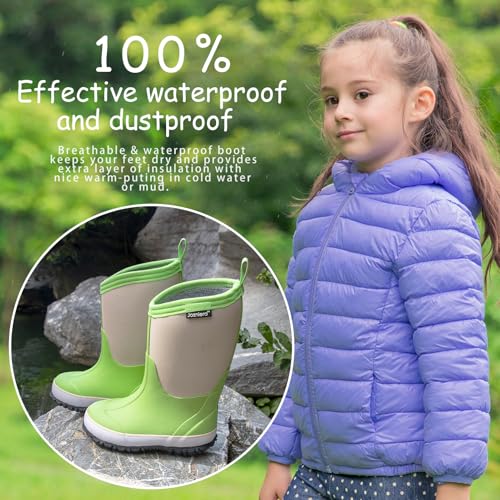 Water boots for kids, Waterproof Rubber Kids Rainboot, Insulated Rubber Neoprene Rain Boots for Toddlers Boys Girls Children3