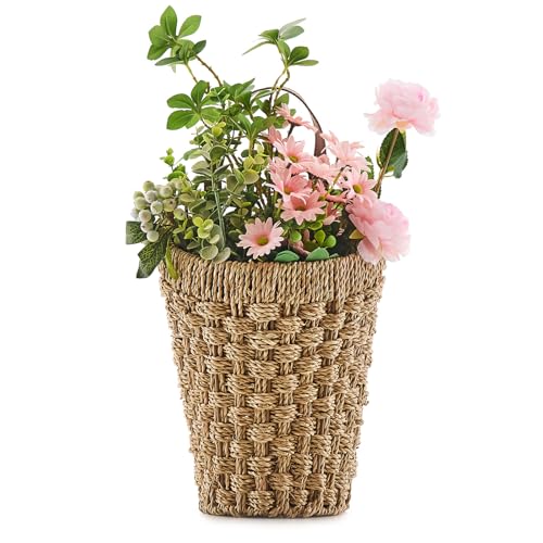 Woven Front Door Basket Seagrass Wall Hanging Basket Decorative Boho Mounted Organizer for Dried Flower Plants Storage Basket for Garden, Home, and Farmhouse Décor