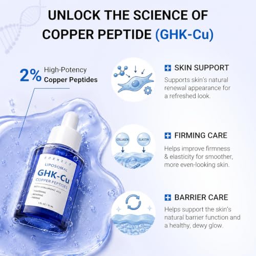 Image of Copper Peptides Serum for Face with Liposomal 2% GHK-Cu, Hyaluronic Acid