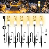 ECOWHO Mains Powered Garden Path Lights, Extendable to 24 Lights 12V Low Voltage Outdoor Landscape Lights, IP65 Waterproof LED Pathway Light for Christmas, Patio, Driveway, Warm White 6 Packs