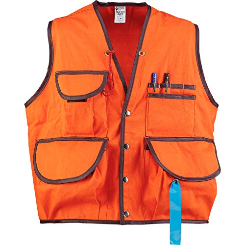 Jim Gem Pro 10-Pocket Cotton Army Duck Cruiser Vest – X-Large (43-46), Safety Orange | Rugged & Durable | Field Ready | Functional for Forestry, Surveying, & Outdoor Work