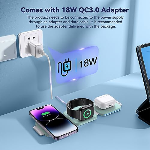 ZUMSEY 3 in 1 Wireless Charging Station for Apple Wireless Charger for iPhone 17 Pro Max/16/15/14/13/12 - Image 4