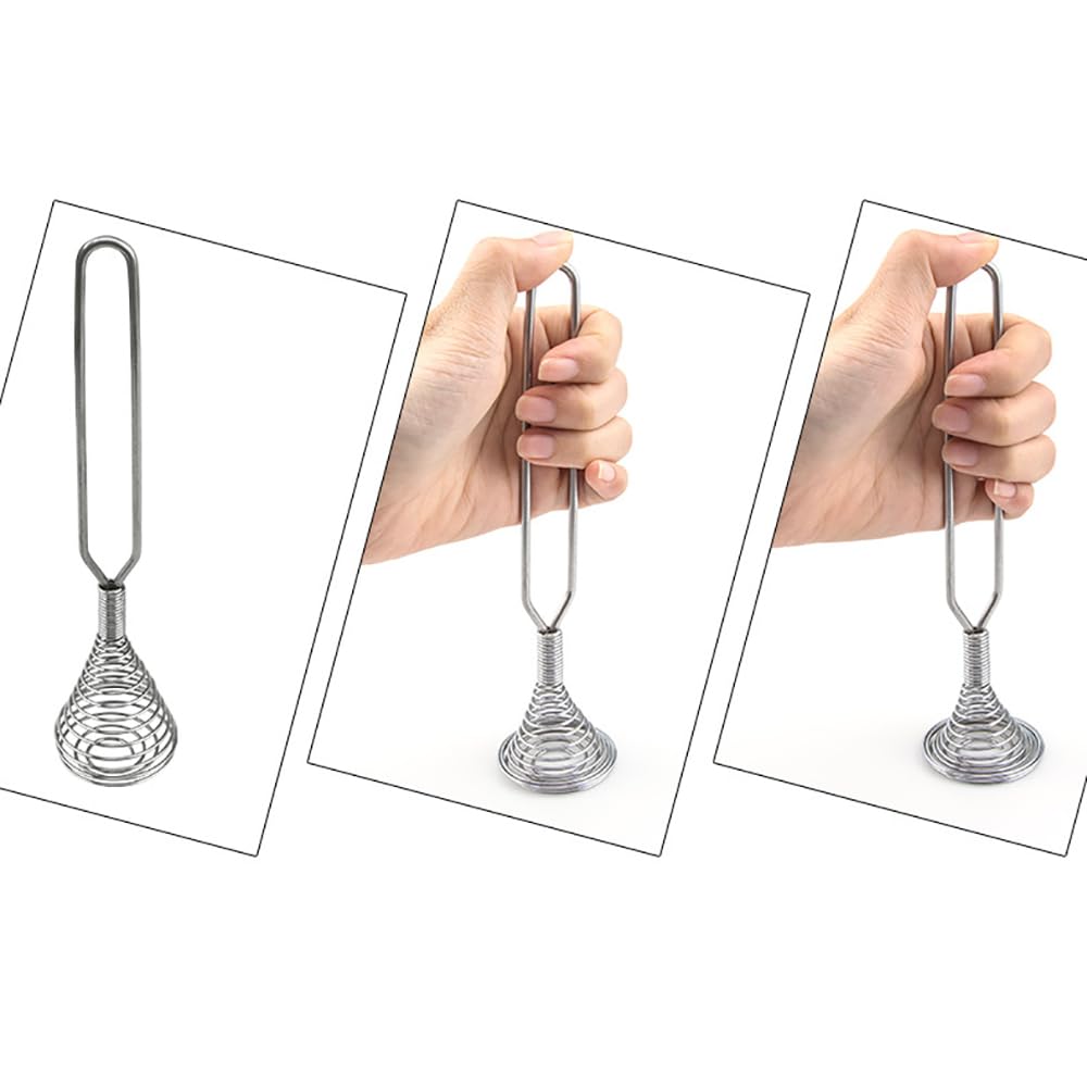 Silver 8 Inch Stainless Steel Spring Whisk Mini French Spring Coil Whisks Egg Whisk Wire Whip Cream Beater Kitchen Utensils for Stirring, Baking and Cooking, Cooking Utensils - Image 3