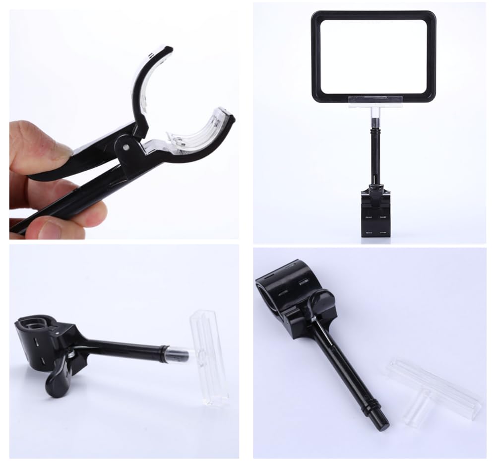 30pcs Swivel Plastic Label Clips, Transparent, Price Tag, Plastic Clips, Double Exhibition Rack Clips for Retail Cards, Transparent