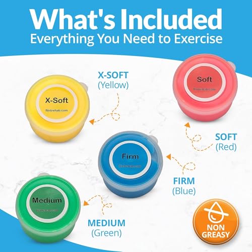 FlintRehab Therapy Putty for Kids & Adults (4 Pack, 3 Oz Each) - Putty for Hand Therapy, Fidgeting & Stress Relief - Non-Toxic Resistive Exercise Putty to Improve hand strength - Set of 4 Strengths - Image 7