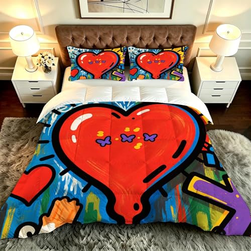 ZZXHG Edredón Estampado 3D Suave y Transpirable | A Color Graffiti Estampados, Nórdico Lavable para Todas Las Estaciones, Incluye 2 Fundas de Almohada 50x75 cm, para Cama Individual_A20282