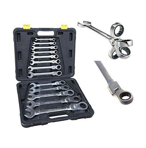 Greco Shop Chiavi combinate a cricchetto con snodo/snodabili set 13 pz 8-22mm in valigetta
