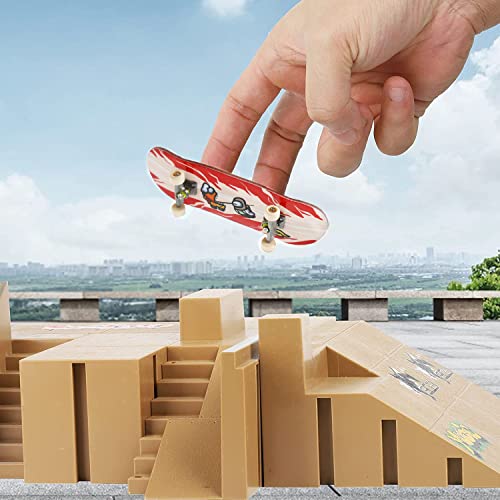 Wooden Fingerboard, Mini Finger Skateboards Toys, Professional Finger Board Ultimate Sport Training Props With Fingerboard Non Slip Foam Grip Tape & Screwdriver, Gifts For Kids Finger Skater (A) #TOP5