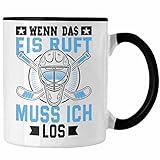 Trendation - Eishockey Tasse Geschenk Eishockey-Spieler Kinder Geschenkideen (Schwarz)