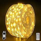 Ollny Lichterkette außen 40m-400LED lichterkette warmweiß, IP67 Wasserdicht Lichterkette mit Fernbedienung, 8 Modi und Speicher-Funktion Timer für Baum Terrasse Balkon Büsche Wand Zimmer Haus Party.