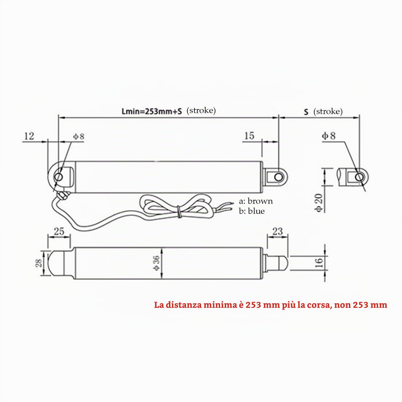 Attuatore Lineare 12V/24V, Pistone Elettrico, Attuatori di Movimento Lineari Multifunzione, Corso 50-800 MM per Armadi, Apriporta, Domotica, Attrezzature Meccaniche(24 V,Stroke 500 mm)